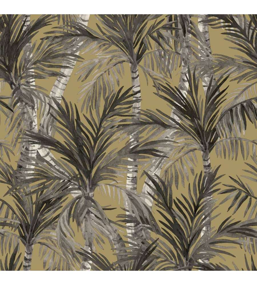 DUTCH WALLCOVERINGS Carta da Parati Palm Trees Oro e Nero