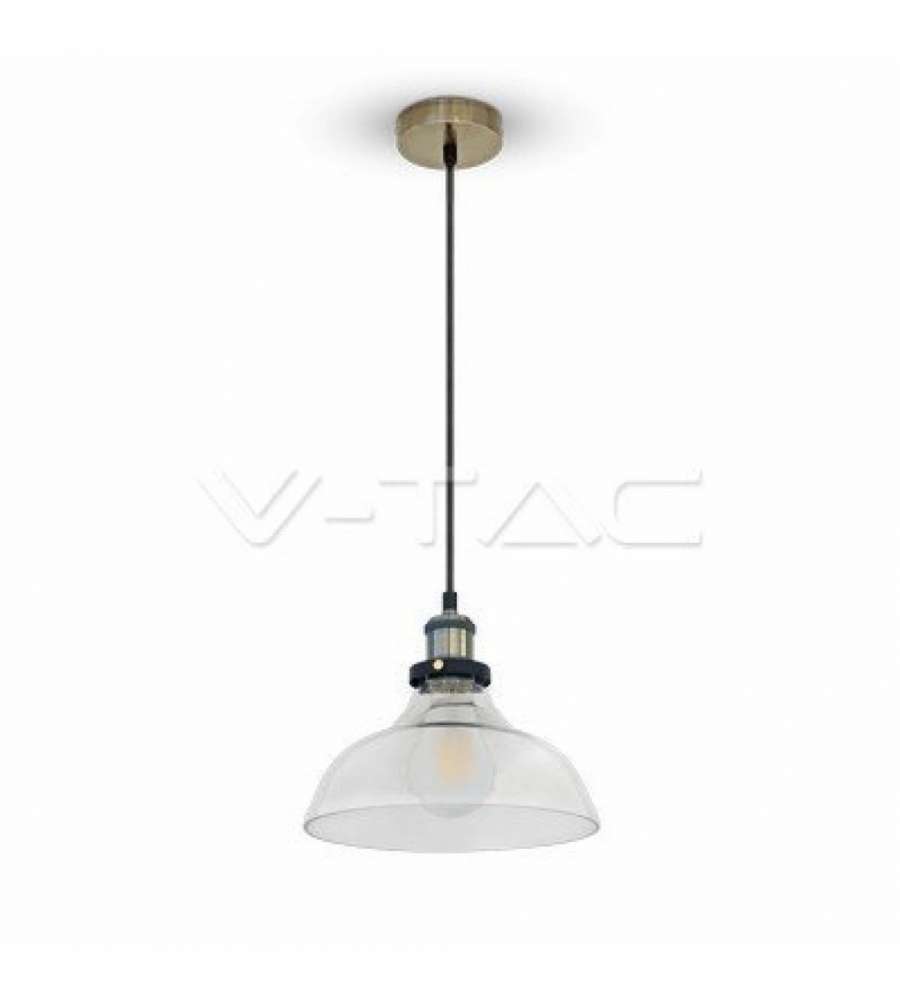 Lampadario LED in Vetro e Metallo con Portalampada E27 (Max 60W) Colore Trasparente d: 245mm