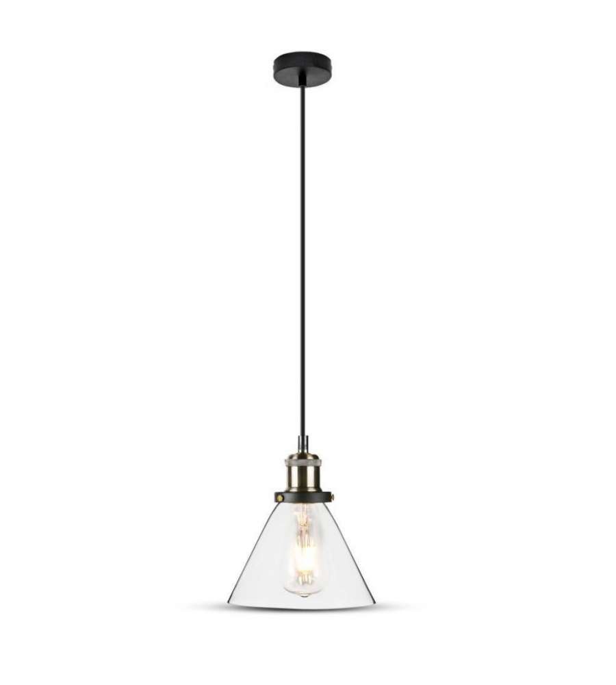 Lampadario LED a Campana in Vetro con Portalampada E27 (Max 60W) Colore Trasparente