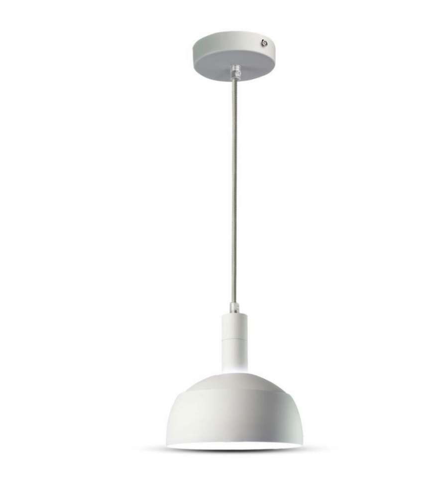 Lampadario LED con Paralume in Alluminio e Portalampada E14 (Max 60W) Colore Bianco