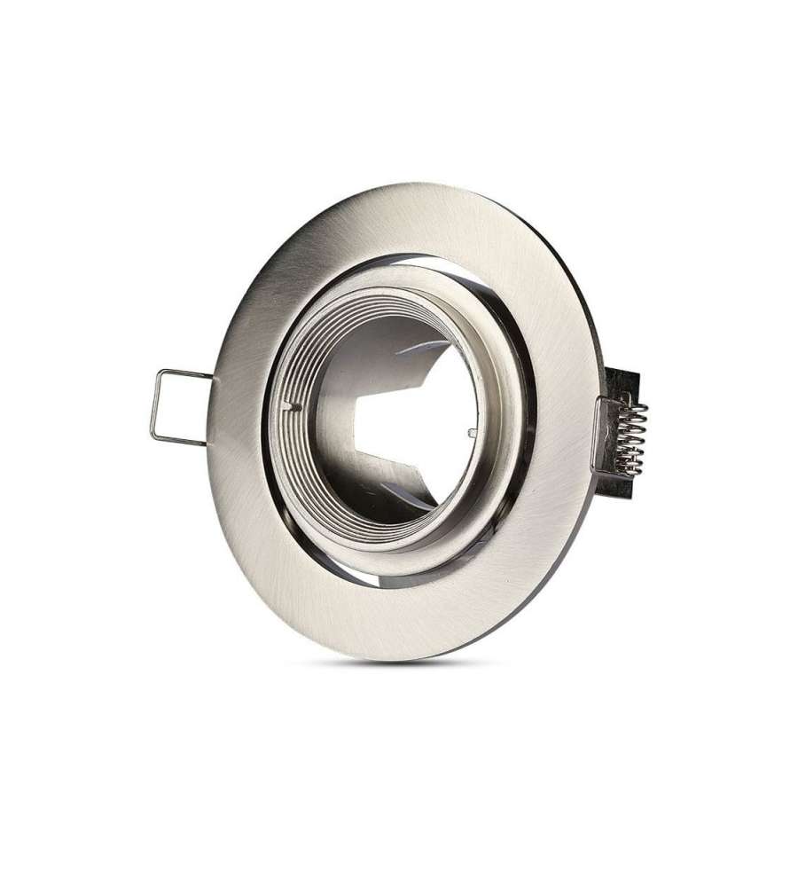 Portafaretto LED da Incasso Rotondo GU10 e GU5.3 (MR16) Colore Nichel Satinato Orientabile