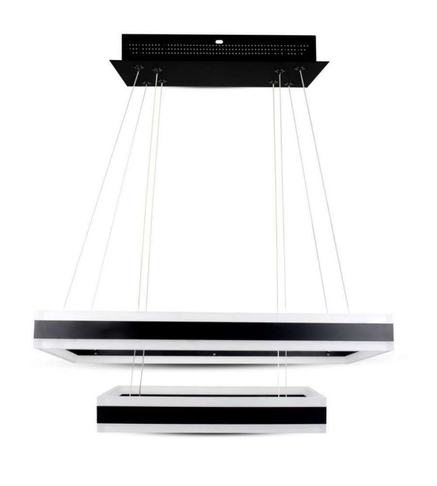 Lampadario LED a Sospensione con 2 Rettangoli 100W in Metallo Colore Nero 3000K Triac Dimmerabile