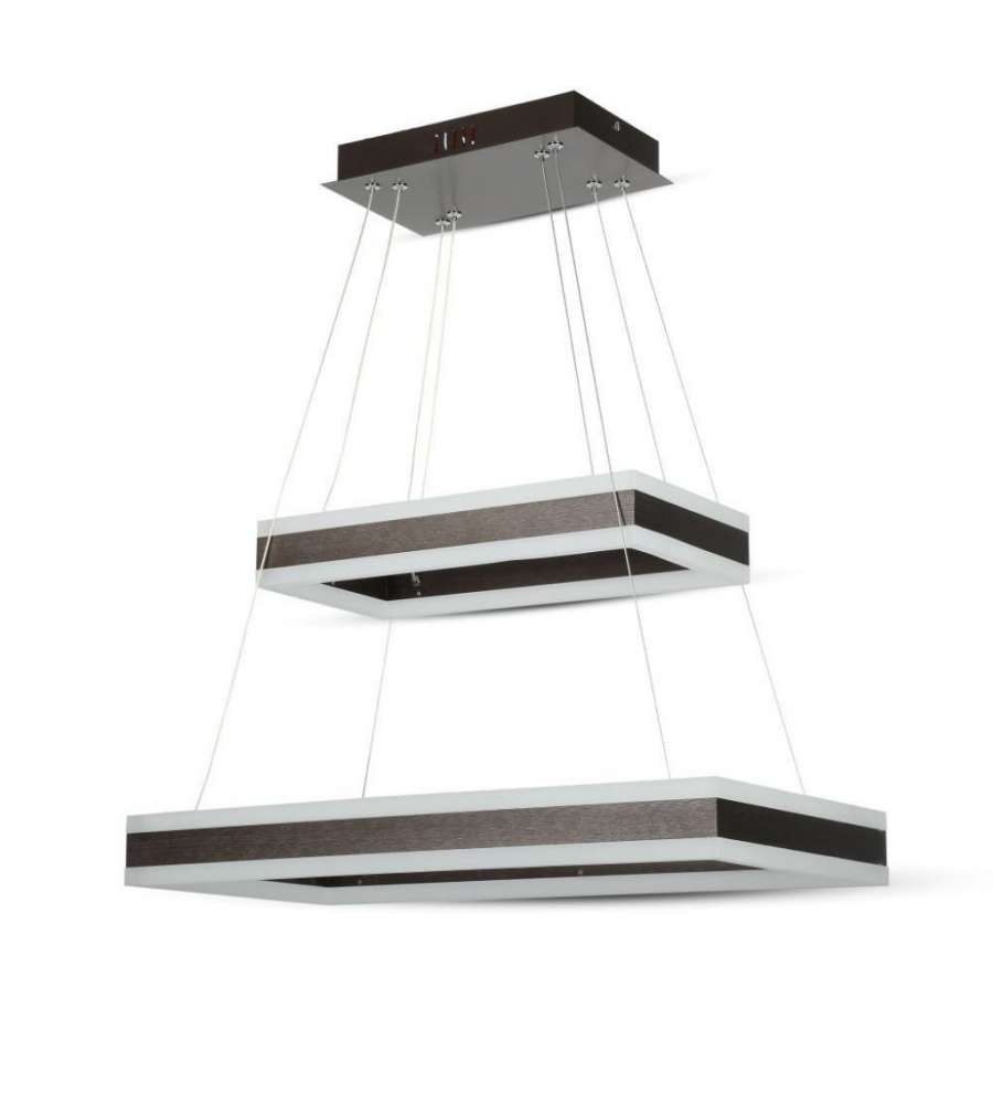 Lampadario LED a Sospensione con 2 Rettangoli 100W in Metallo Colore Caff 3000K Triac Dimmerabile