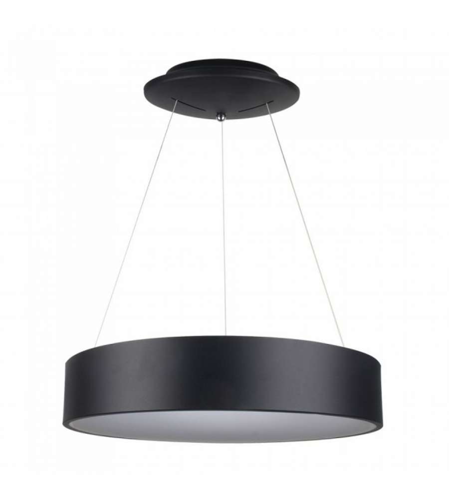 Lampadario LED a Sospensione Circolare 30W in Metallo Colore Nero d: 60cm h: 120cm 3000K