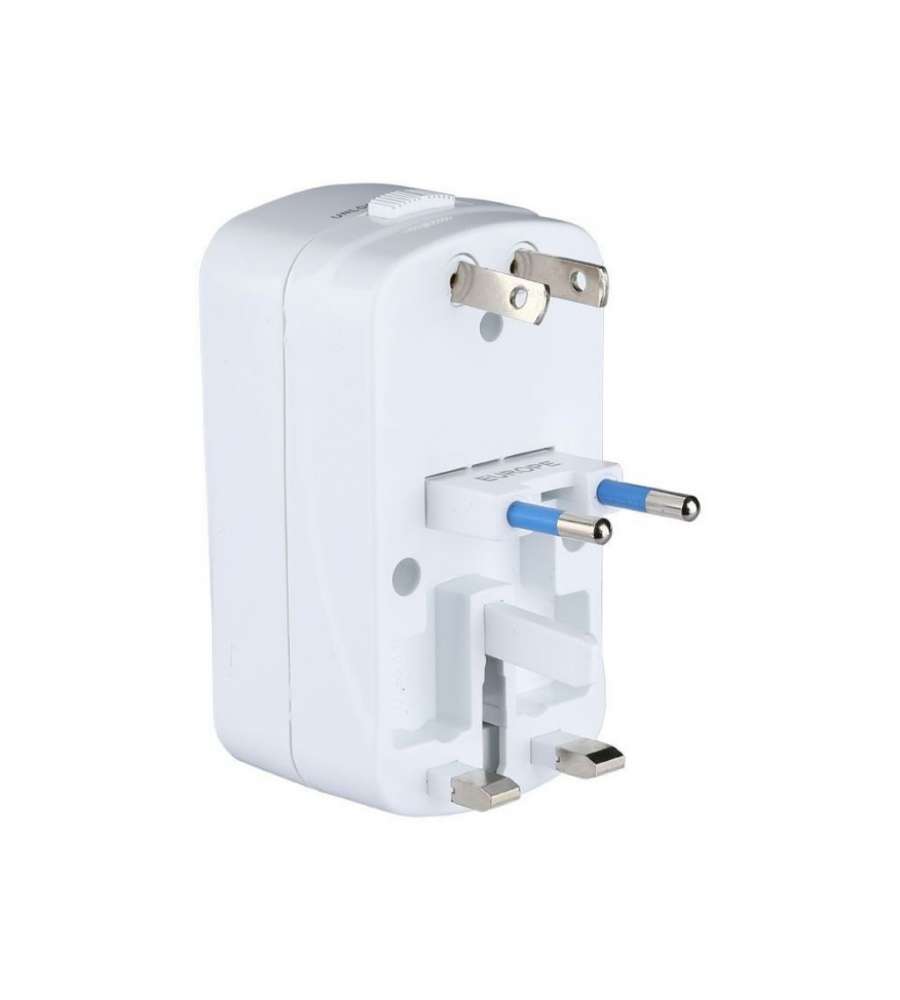 Adattatore Universale con Protezione da Sovraccarico con 2 USB Colore Bianco