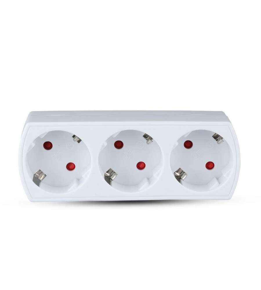 Adattatore Multipresa con 3 Prese Frontali 10A 2P + Shuko con Spina Shuko Colore Bianco