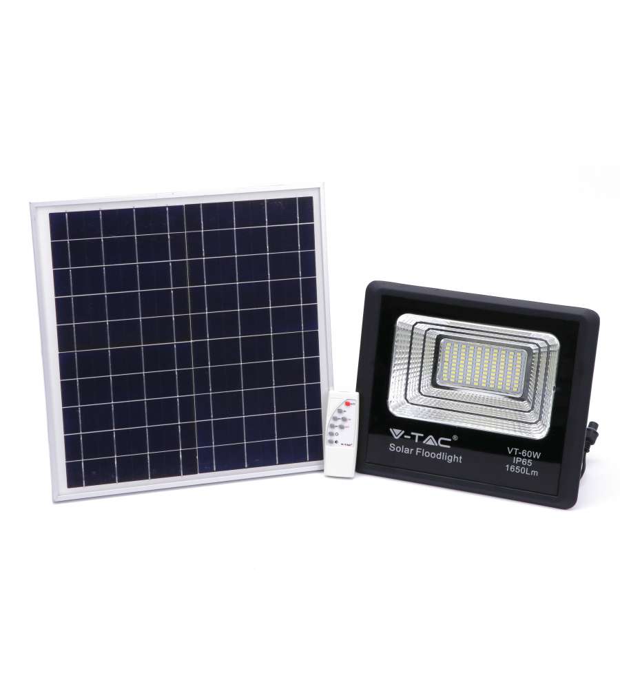 V-TAC Faro LED Solare con Telecomando - Nero - 20W 4000K