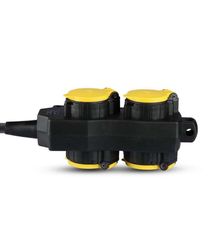 Multipresa con Cavo  3mt 4 Prese 16A con Copertura Colore Nero Giallo IP44