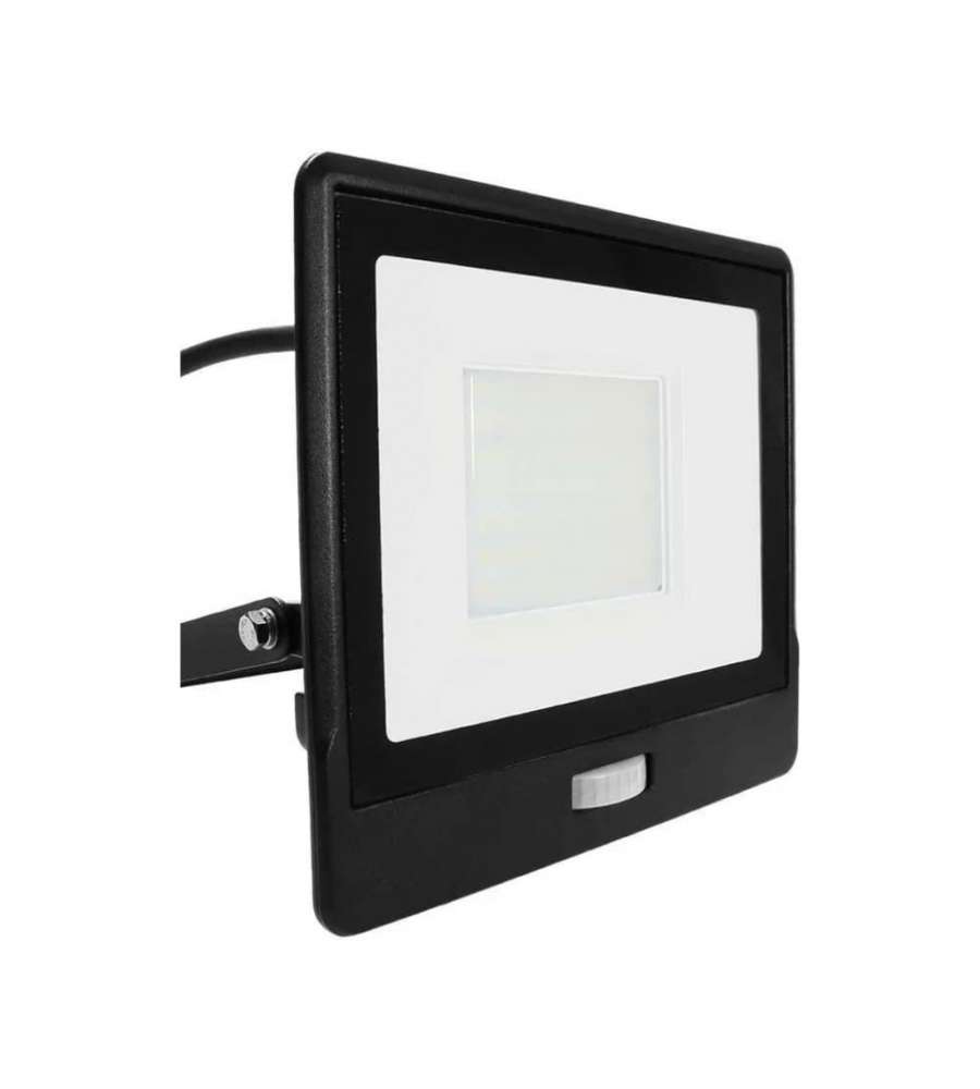 Faro LED Chip Samsung 50W con Sensore PIR Cavo 1m Colore Nero 6500K IP65