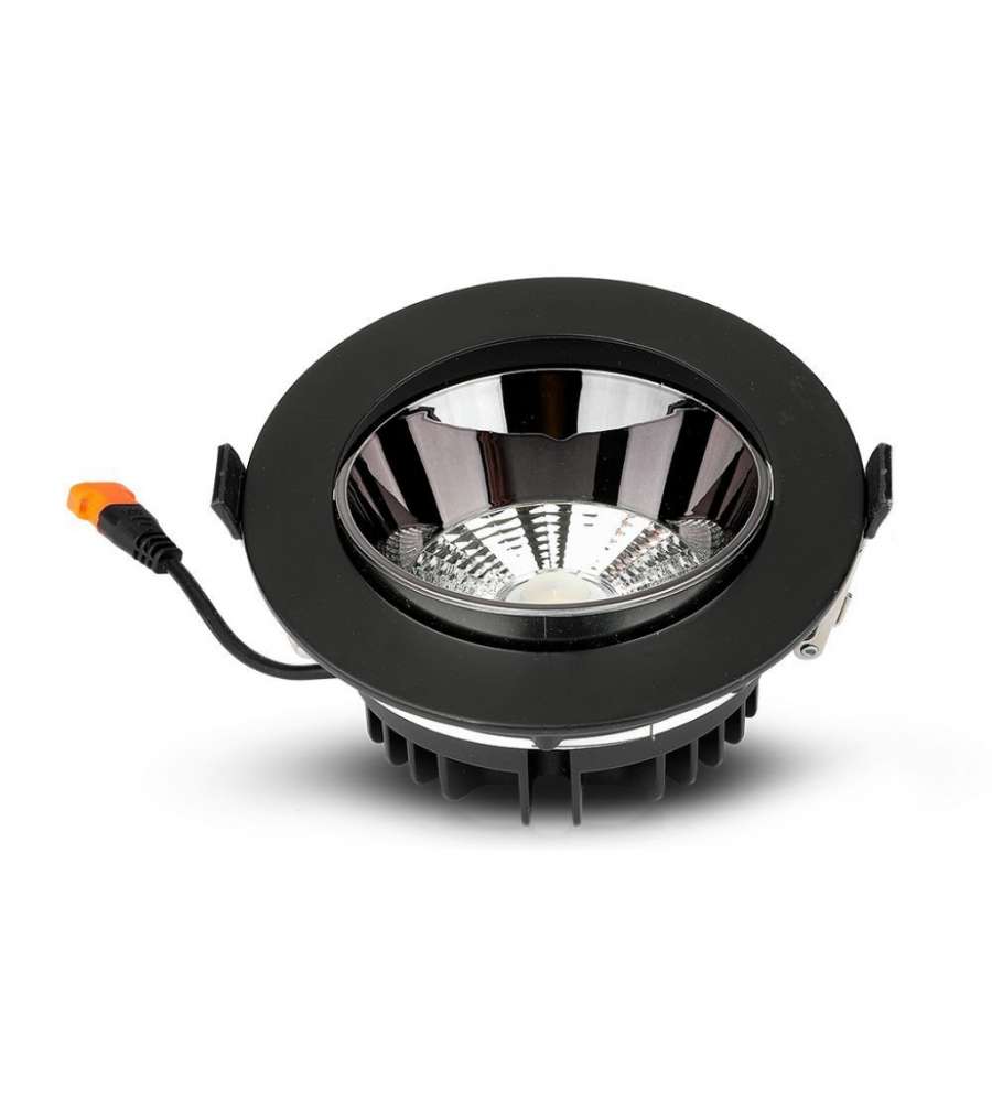 Faretto LED Chip Samsung da Incasso Rotondo LED COB 20W Riflettore Orientabile Colore Nero 4000K