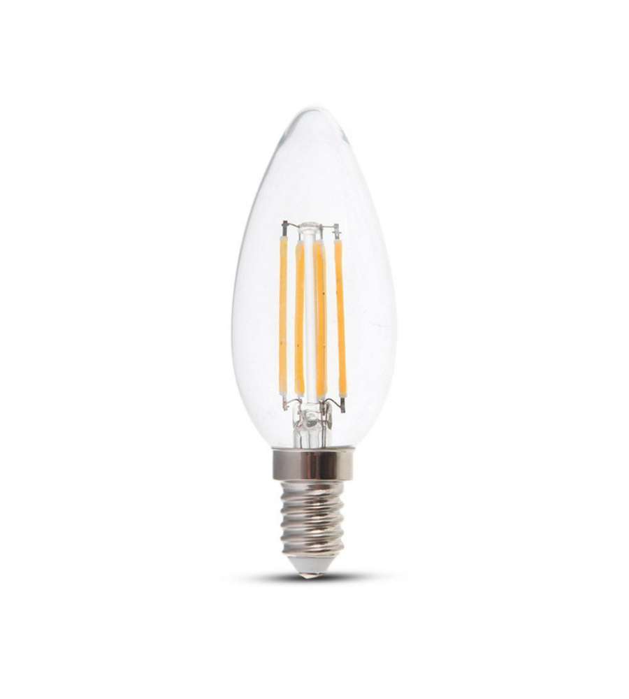V-TAC Lampadina LED E14 4W Candela Filamento 3000K Dimmerabile