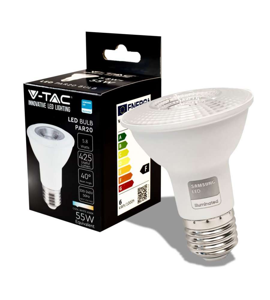 Lampadina LED Chip Samsung E27 5.8W PAR20 6500K