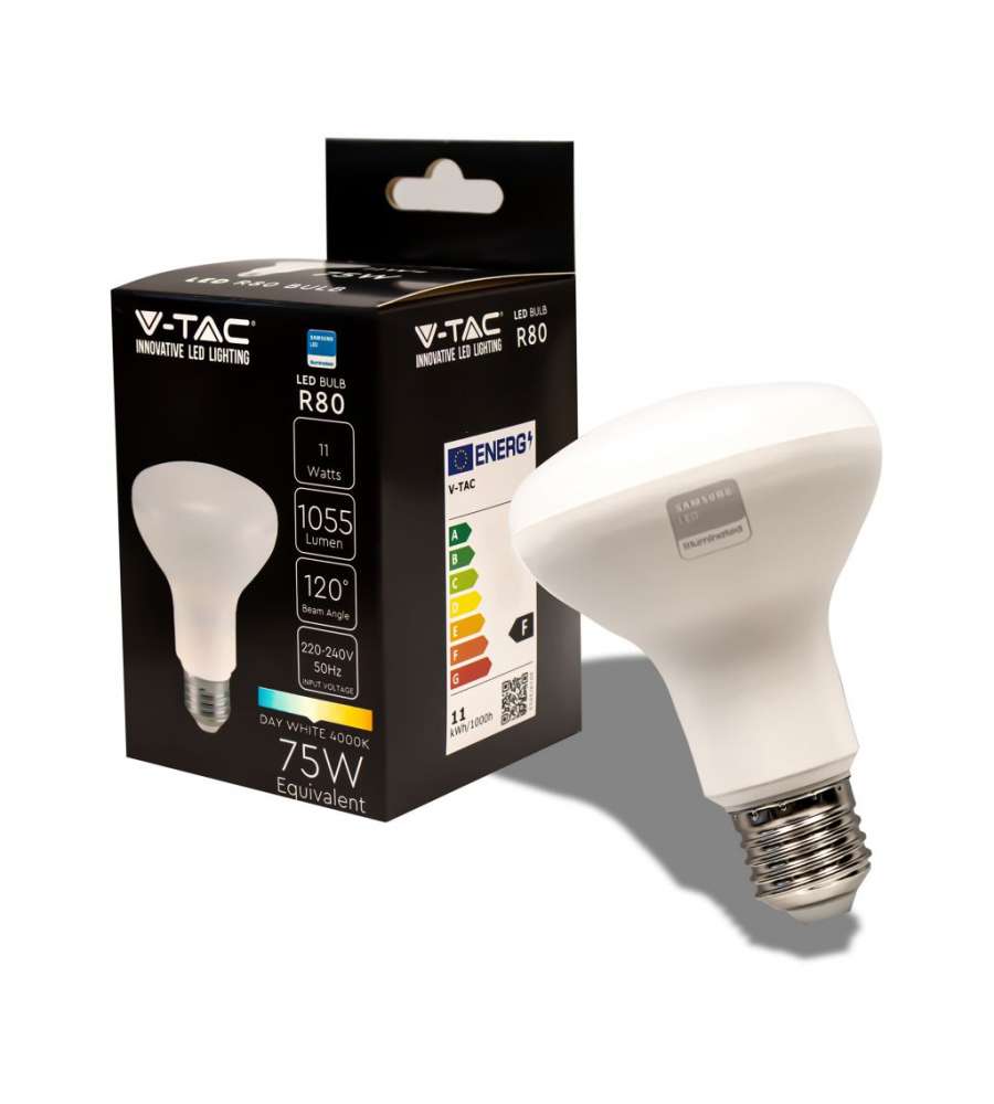 Lampadina LED Chip Samsung E27 11W R80 3000K