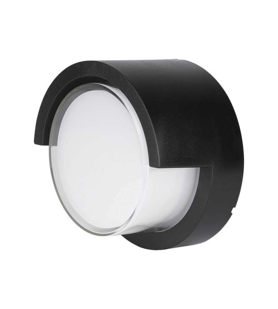 Lampada LED da Muro Rotonda 12W con Diffusore Semicoperto Colore Nero 3000K IP65