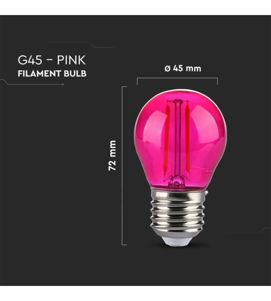 V-TAC Lampadina LED E27 2W G45 Filamento Colore Rosa