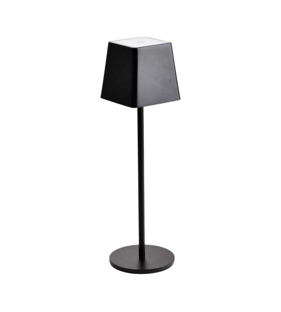 Lampada LED da Tavolo 2W Colore Nero in Alluminio ricaricabile con USB C Touch Dimmerabile 3000K IP54