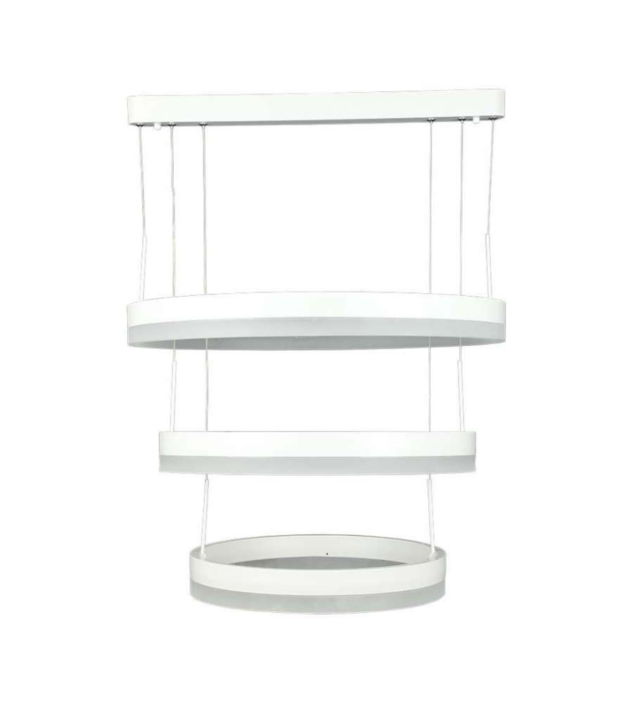V-TAC Lampadario LED a Sospensione con 3 Cerchi 86W in Metallo Colore Bianco 3000K Triac Dimmerabile