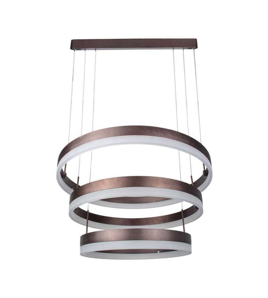 V-TAC Lampadario LED a Sospensione con 3 Cerchi 86W in Metallo Colore Caff 3000K Triac Dimmerabile