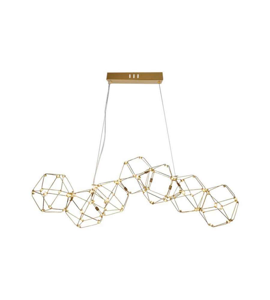 V-TAC Lampadario LED a Sospensione 28W in Metallo dal Design Moderno Verniciato Oro 3000K