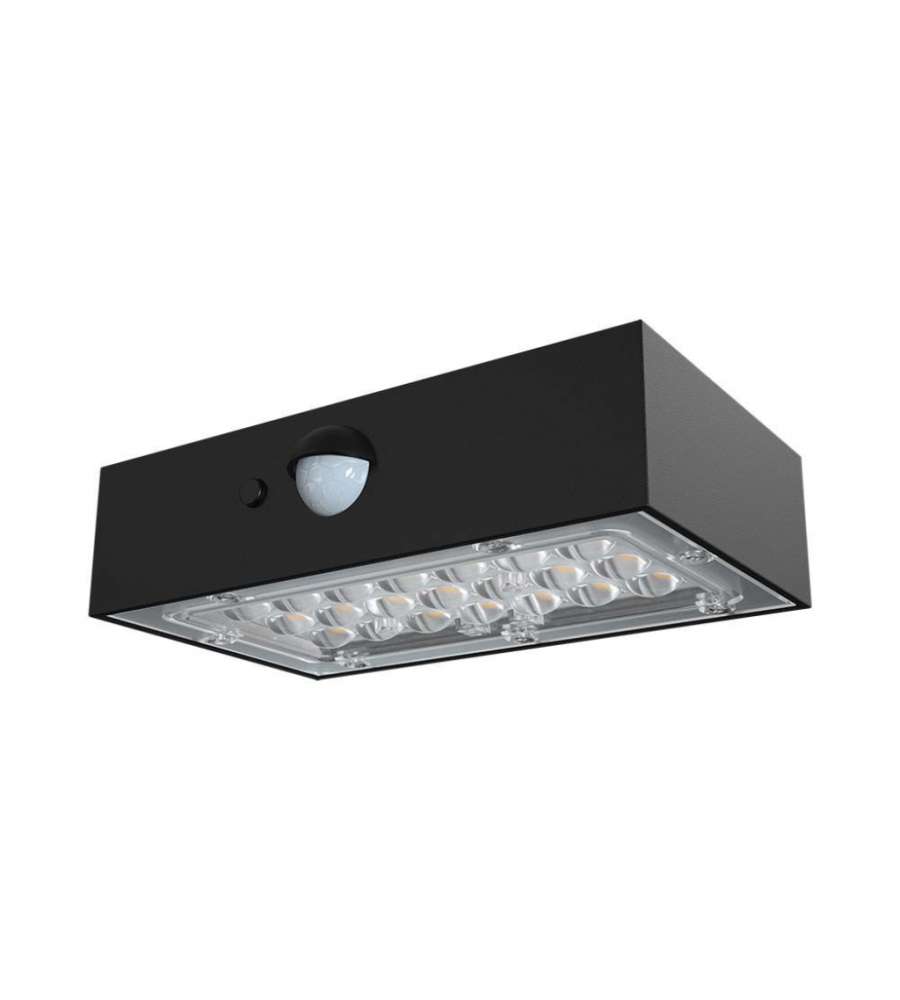 V-TAC Lampada LED da Muro 3W Con Pannello Solare e Sensore PIR Colore Nero 3000+4000K IP65