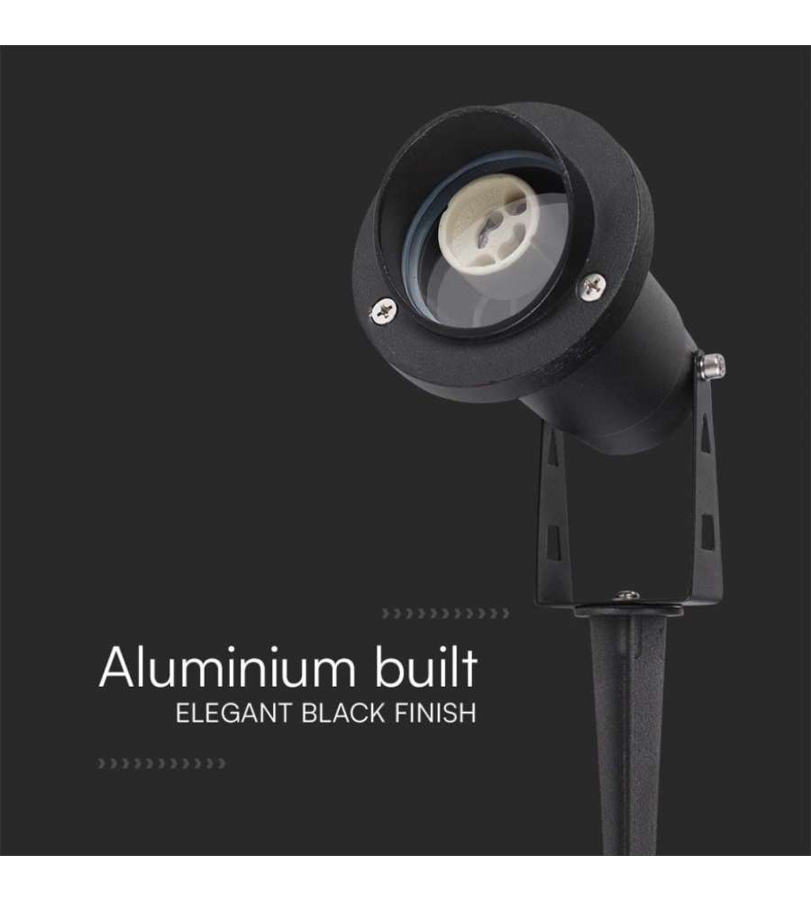 V-TAC Picchetto in Alluminio con Portalampada GU10 Orientabile 105*75*245mm Colore Nero IP65