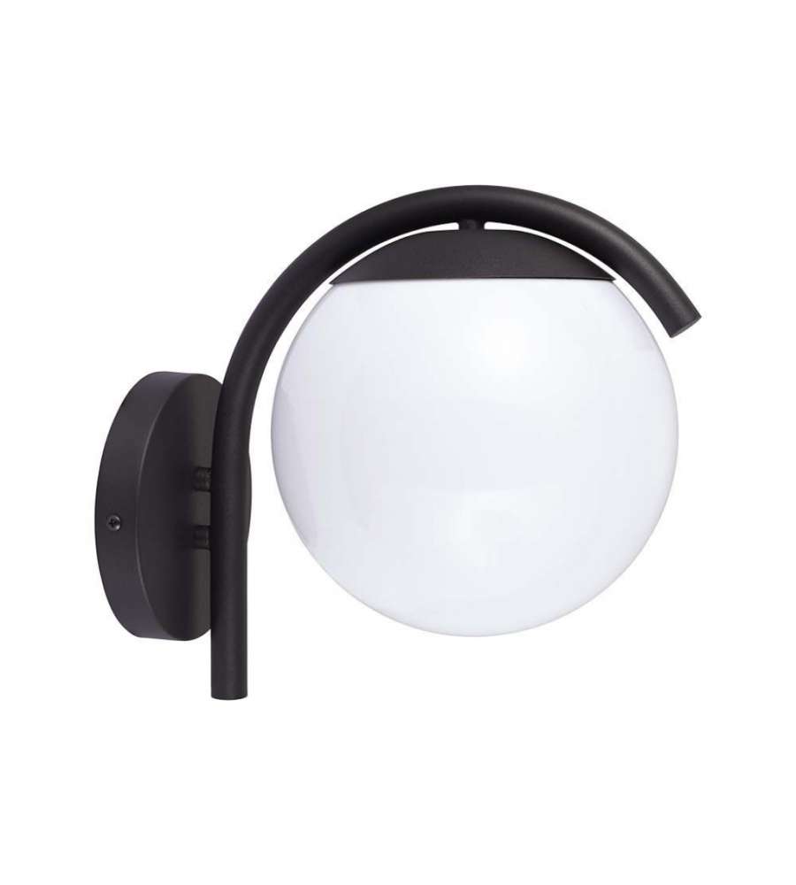 V-TAC Lampada LED da Muro con Sfera Opale e Portalampada E27 200*280*260mm Colore Nero Opaco IP44