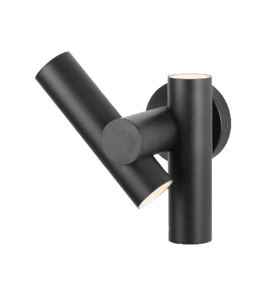 V-TAC 2*Faretti LED Da Muro 6W con Doppio Fascio Luminoso Regolabile a 360 Colore Nero 4000K IP44