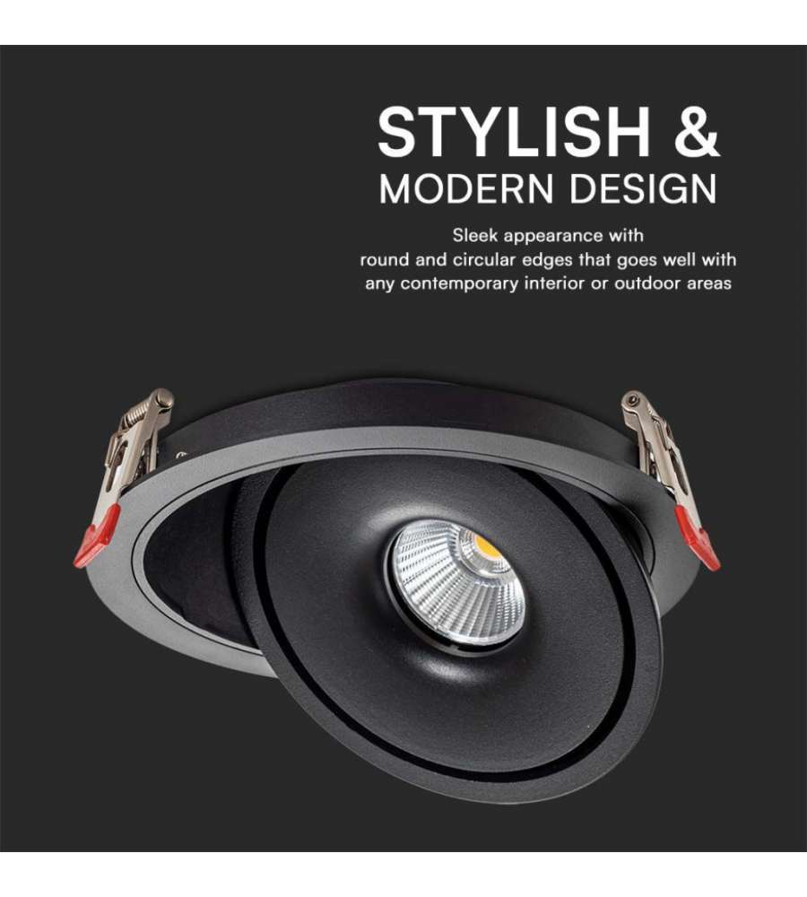 V-TAC Faretto LED COB da Incasso Rotondo 30W 200*58mm Colore Nero 3in1