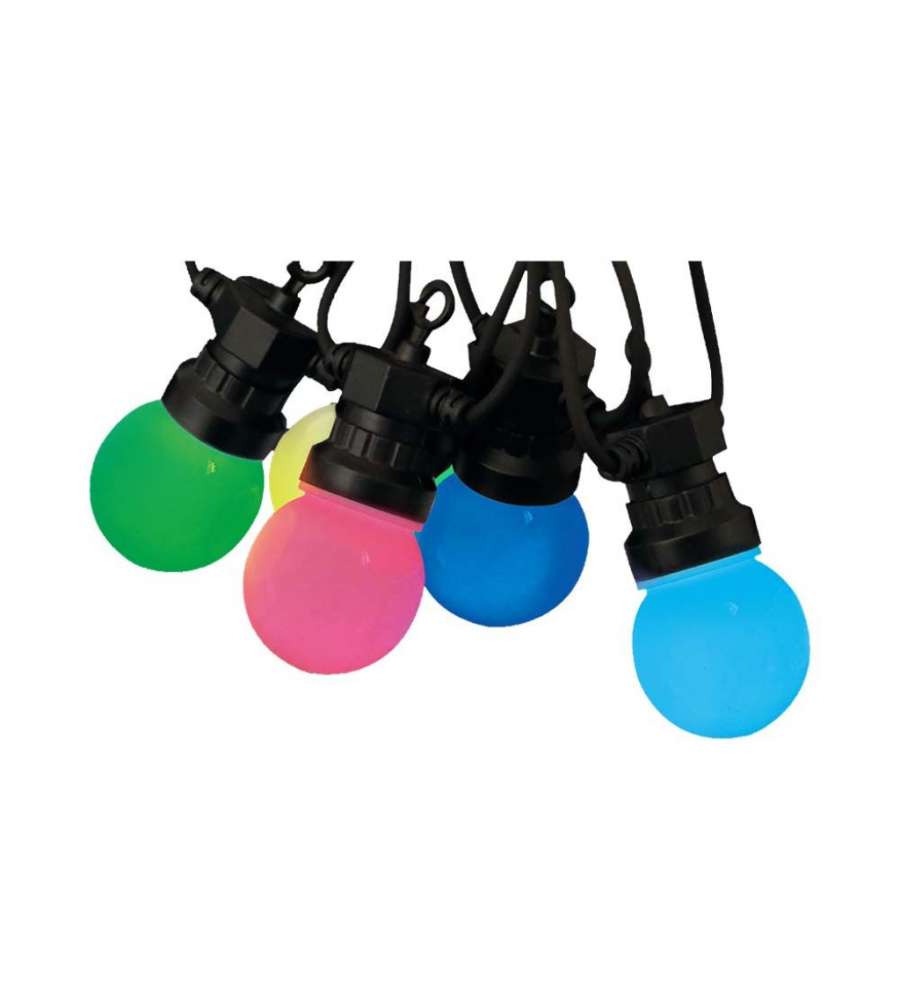 V-TAC Catenaria 13m con 15 Lampadine mini Globo LED 15*0.5W RGB con Telecomando e Adattatore IP44
