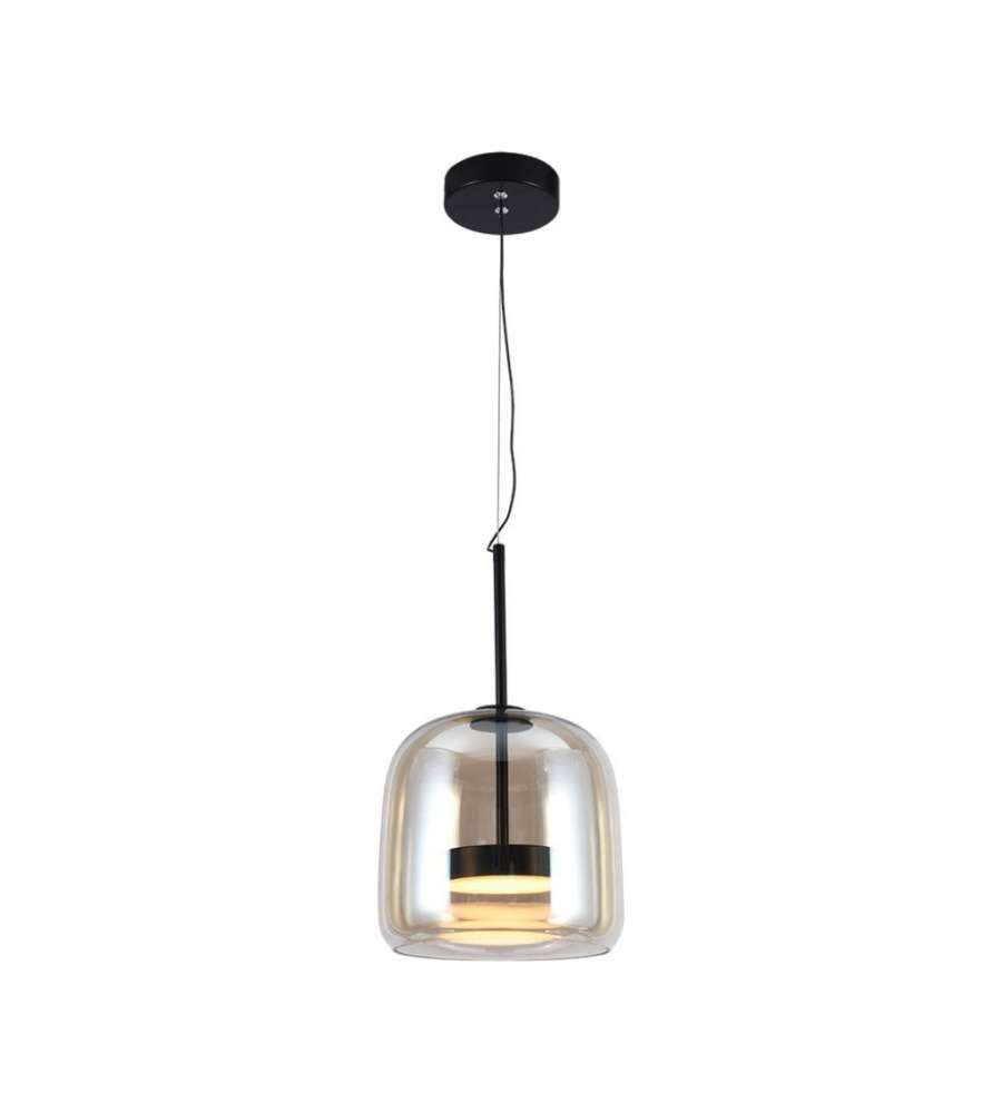 V-TAC Lampada LED Sospensione 6W, Metallo/Vetro, Nera Finiture Ambrate, H1440x230mm, 3000K IP20