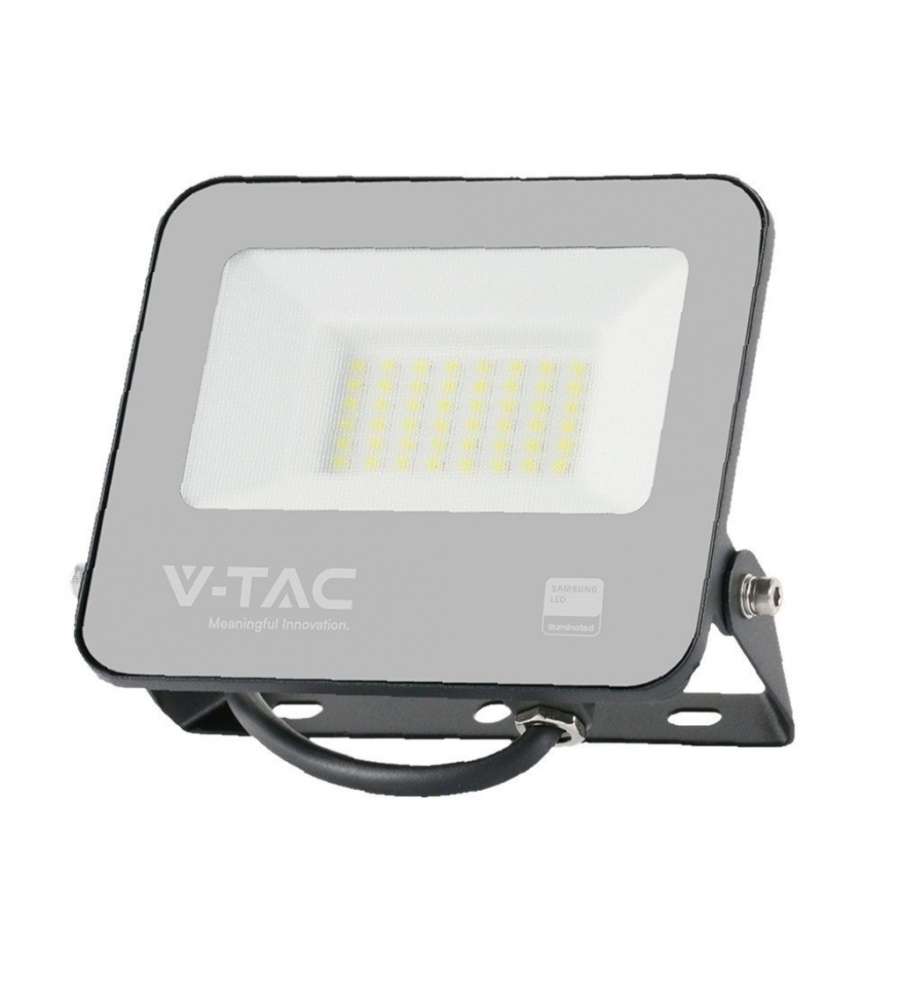 V-TAC Faro LED SMD Chip Samsung 100LM/W 30W Cavo 1m Nero 3000K IP65