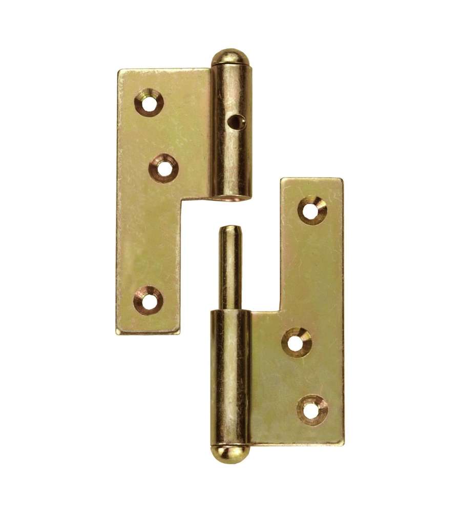 Cerniera sfilabile destra 80mm con perno fisso zincata gialla