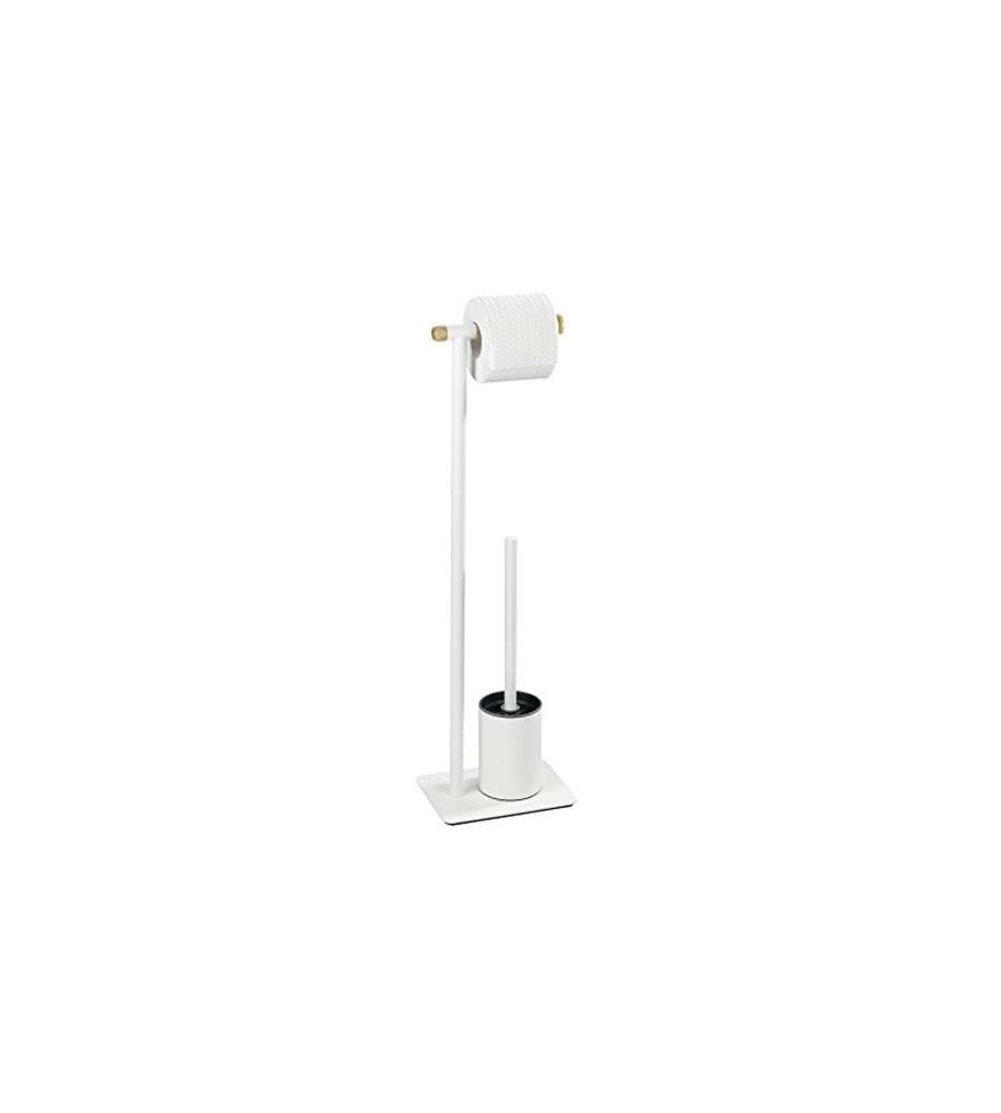 Piantana portarotolo e scopino WC Macao bianco