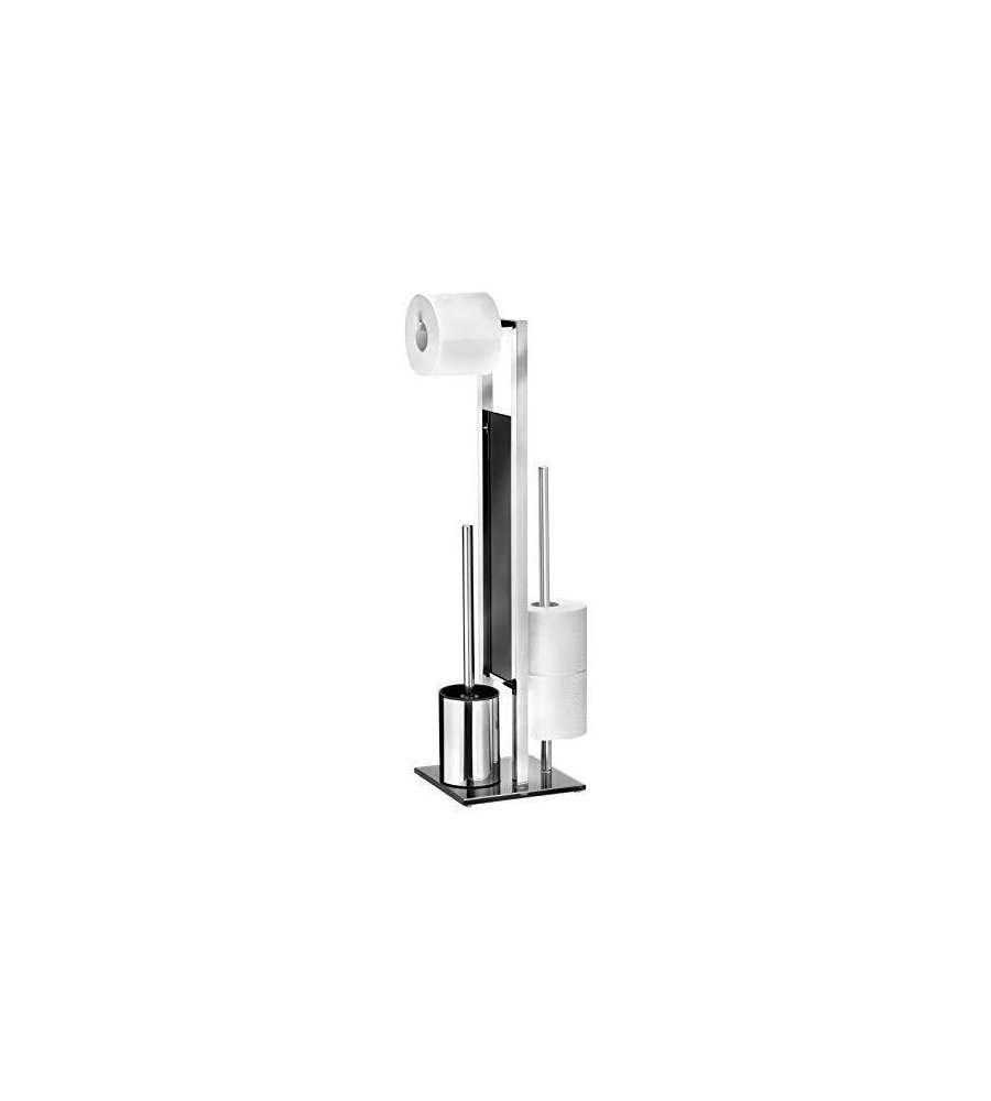 Wenko Set Accessori WC - Argento e Nero - 18x70x23 cm