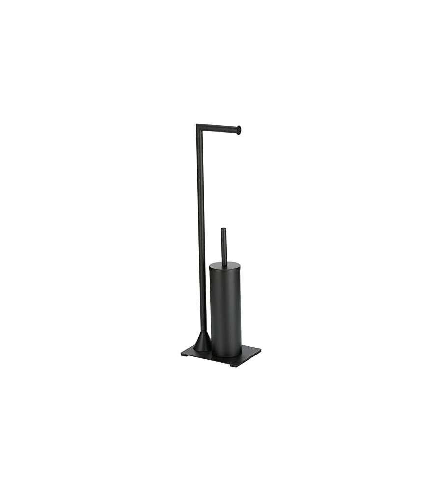 Wenko Accessori Bagno - Portarotolo e Scopino Nero - 15x69x20 cm