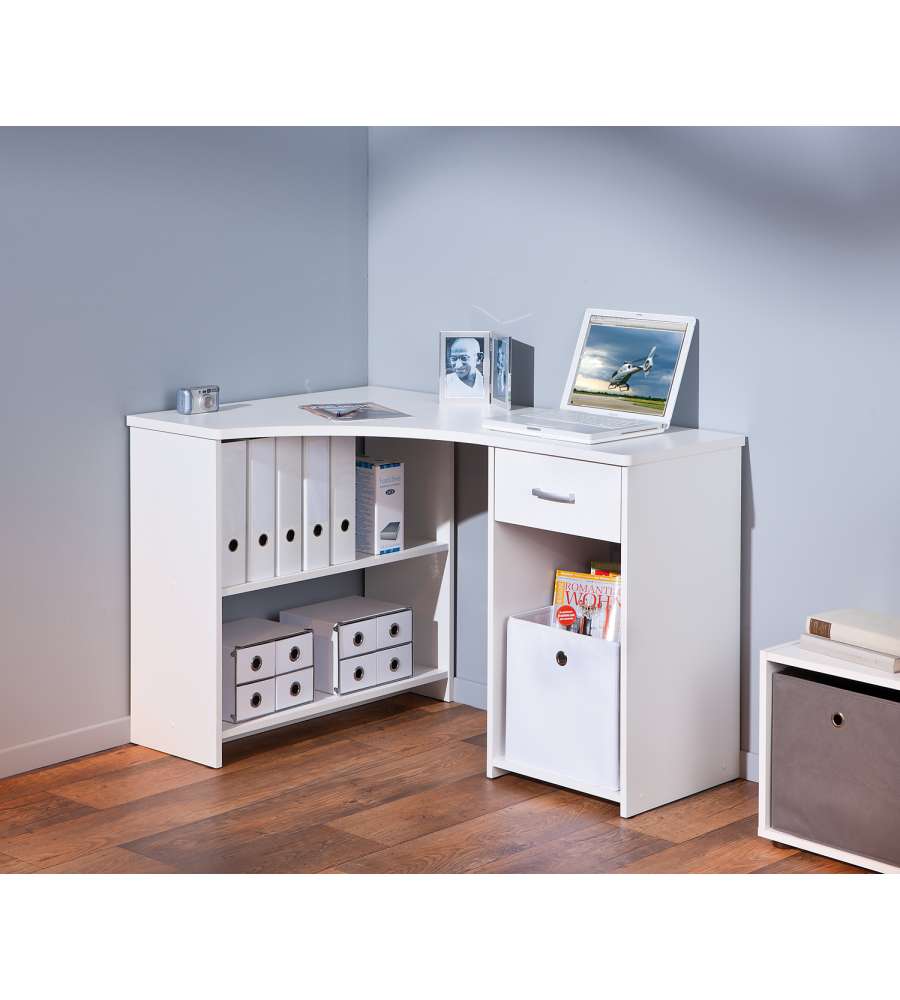Scrivania angolare bianca 118x79x75 h cm