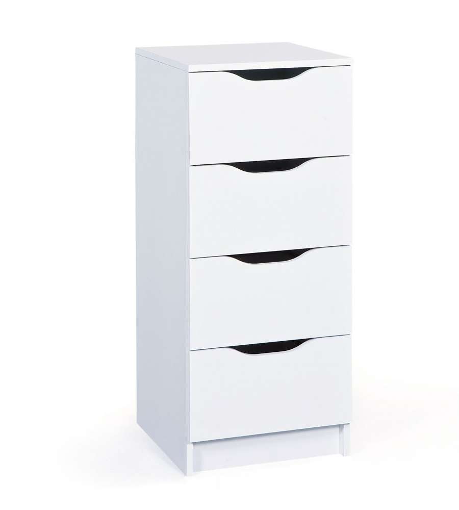 Inter Link Cassettiera Moderna 4 Cassetti Bianco 40x40x92 cm - Arredo Contemporaneo