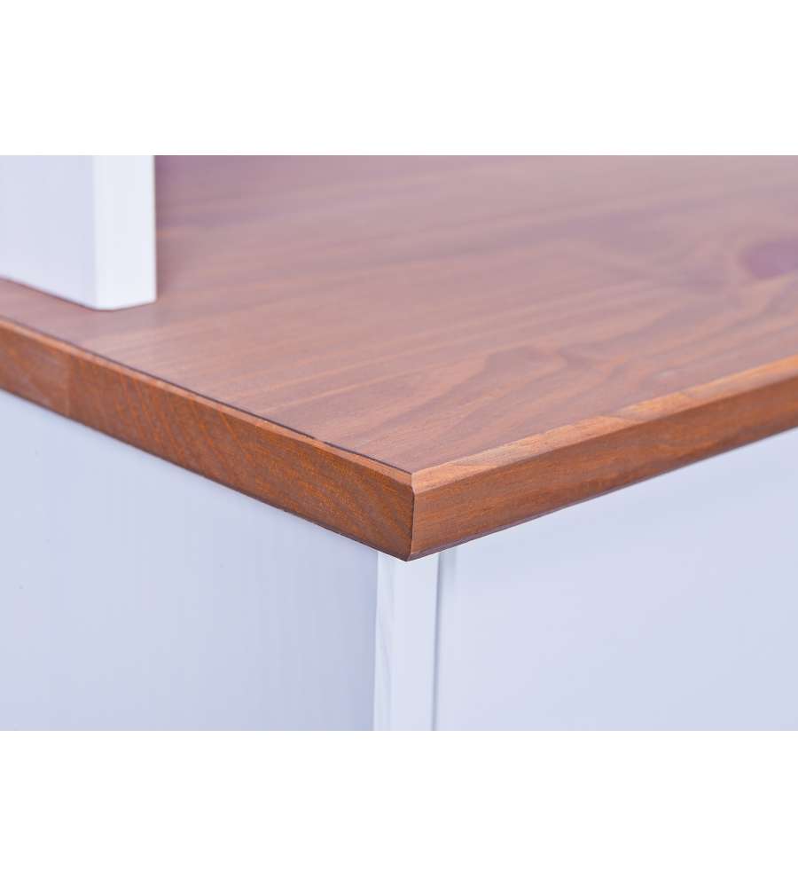 Credenza 3 e 2 ante 131 x 45 x 205 Bianco e Top Marrone