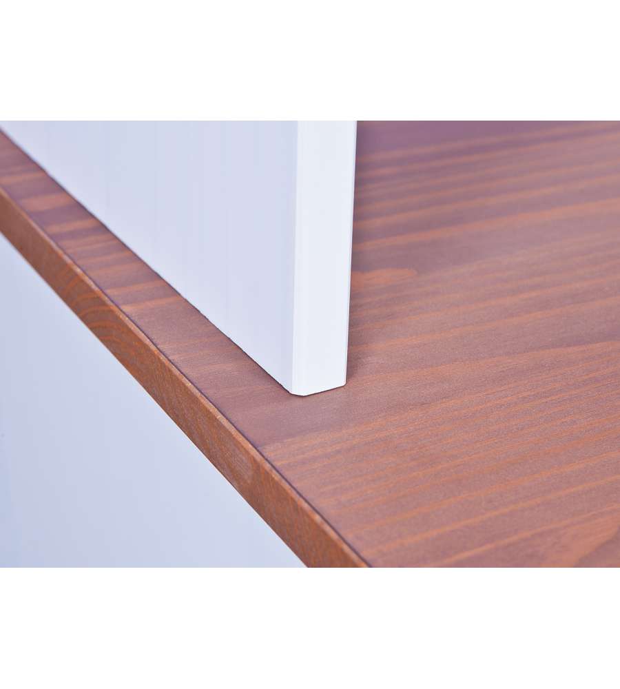 Credenza 3 e 2 ante 131 x 45 x 205 Bianco e Top Marrone