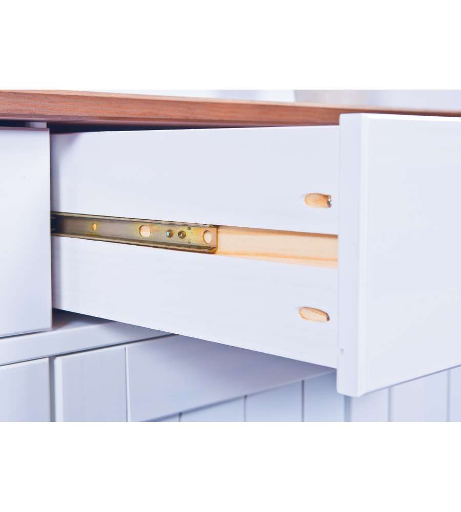 Credenza 3 e 2 ante 131 x 45 x 205 Bianco e Top Marrone
