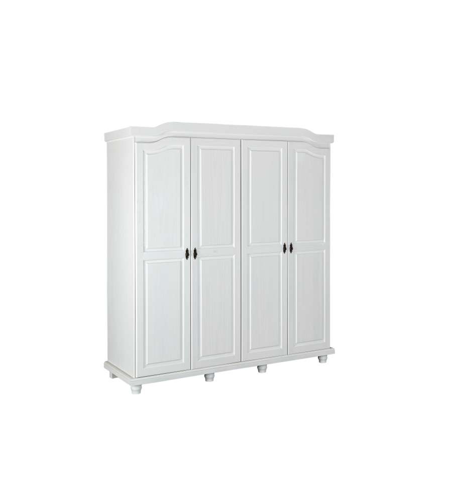 Inter Link Armadio Elegante in Pino Massello Bianco - 197x198 cm