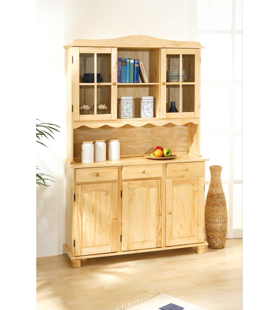 Credenza Country in Pino Massello Naturale - 130x43x198 cm