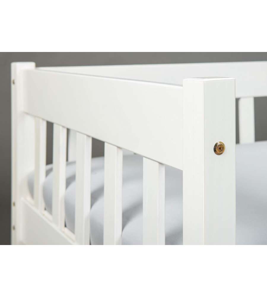 Sintro Divano Letto Singolo 90x200 in Pino Massello Bianco - Rete a Doghe Inclusa