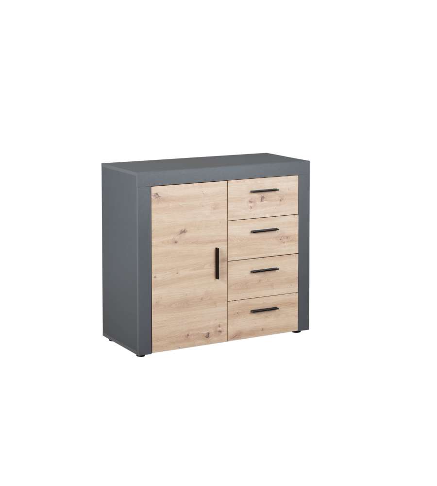 Credenza In Laminato Antracite+Frontali Quercia