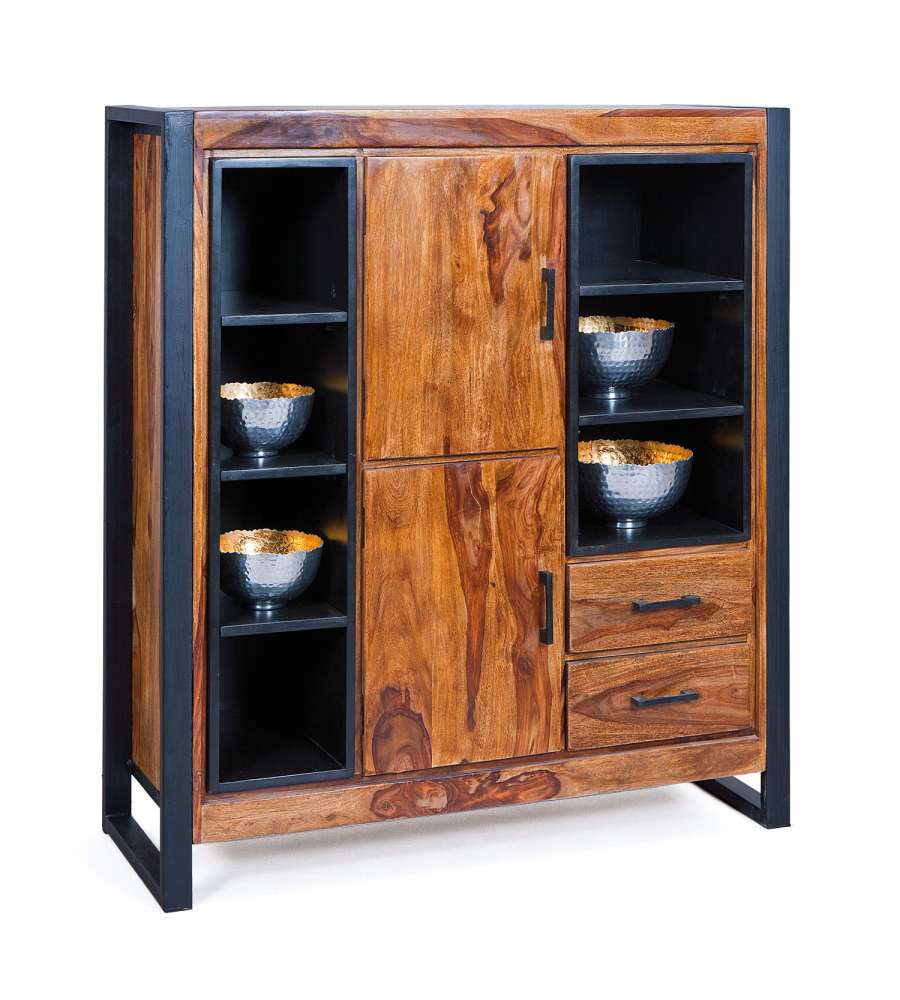 Credenza legno sheesham e metallo