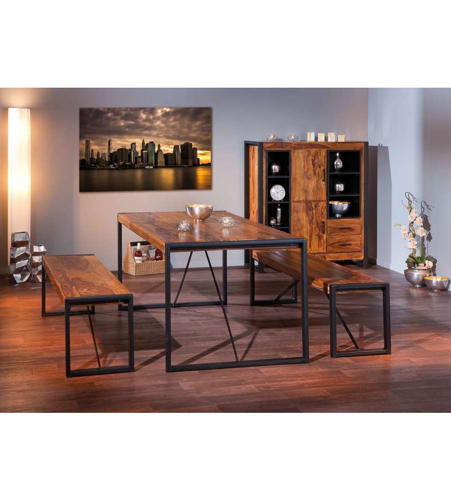 Credenza legno sheesham e metallo