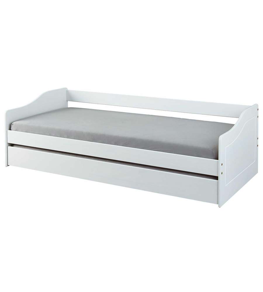 Inter Link Malte Divano Letto 90x200 Bianco - Divano Letto con Cassone Estraibile - Pino Massello
