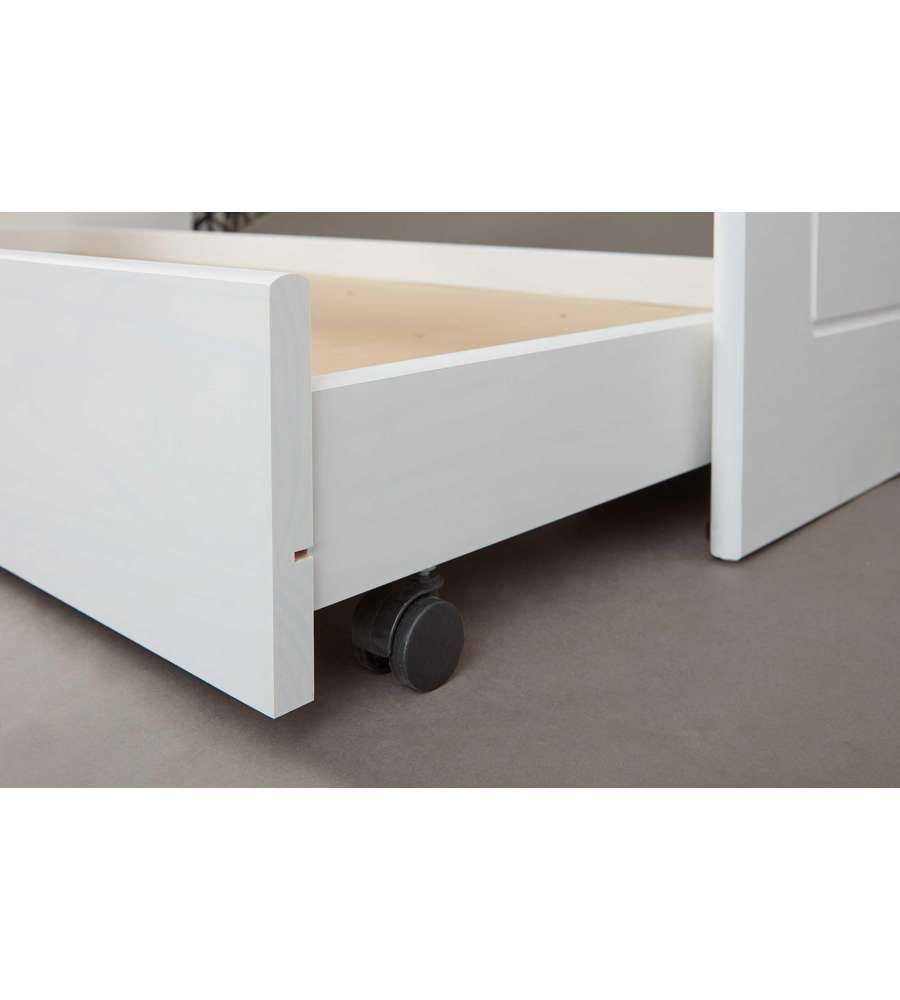 Inter Link Malte Divano Letto 90x200 Bianco - Divano Letto con Cassone Estraibile - Pino Massello