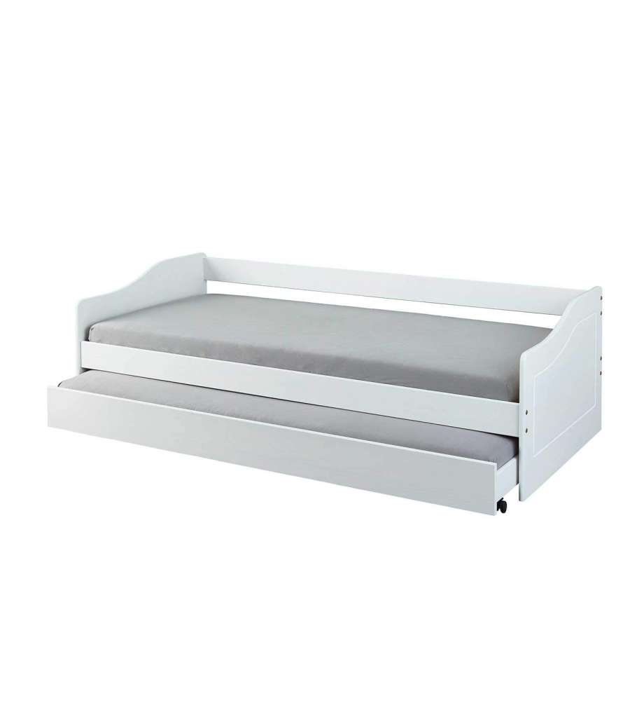 Inter Link Malte Divano Letto 90x200 Bianco - Divano Letto con Cassone Estraibile - Pino Massello