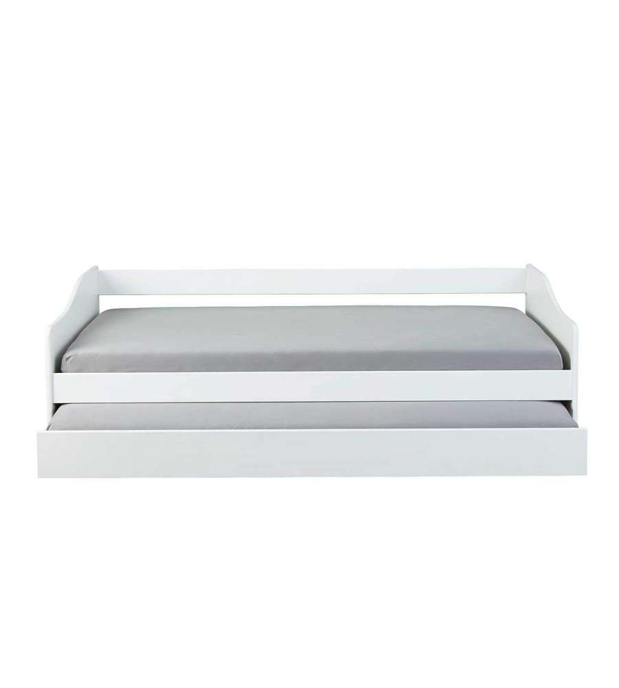 Inter Link Malte Divano Letto 90x200 Bianco - Divano Letto con Cassone Estraibile - Pino Massello